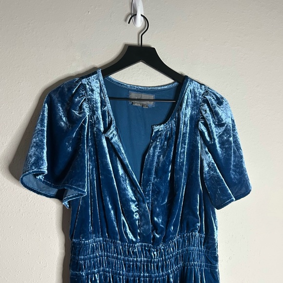 Anthropologie Somerset Blue Velvet Mini Dress Size M - Picture 9 of 16